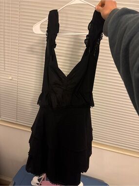 MAJORELLE Black Tiered V-Neck Dress